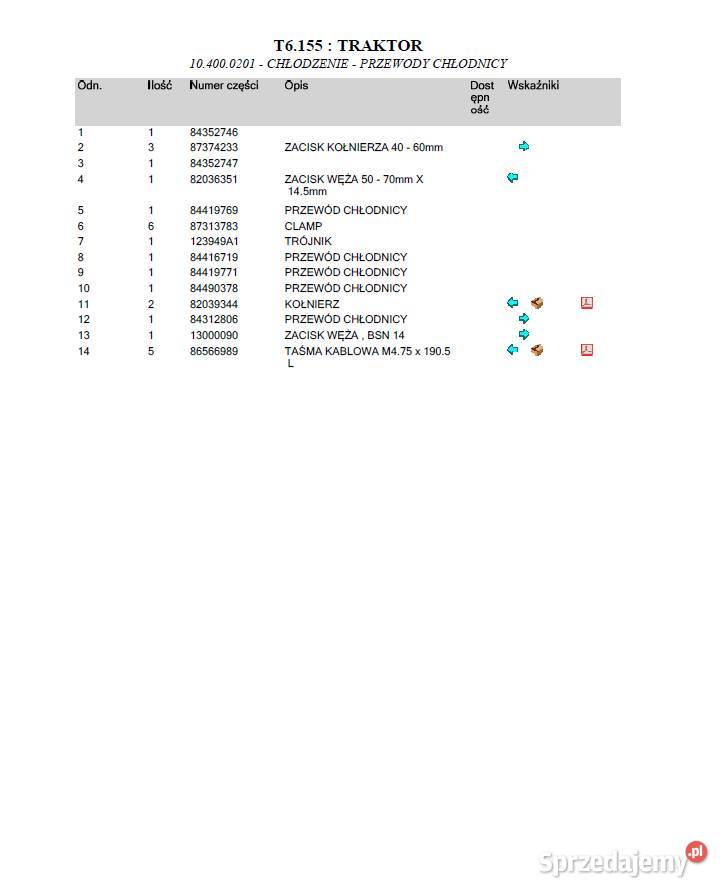 Ciągnik Holland t6155 katalog cześci Polsku Gdańsk