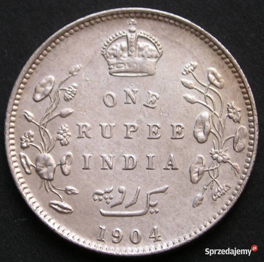 Indie Brytyjskie 1 rupia 1904 srebro Edward VII łódzkie Łódź
