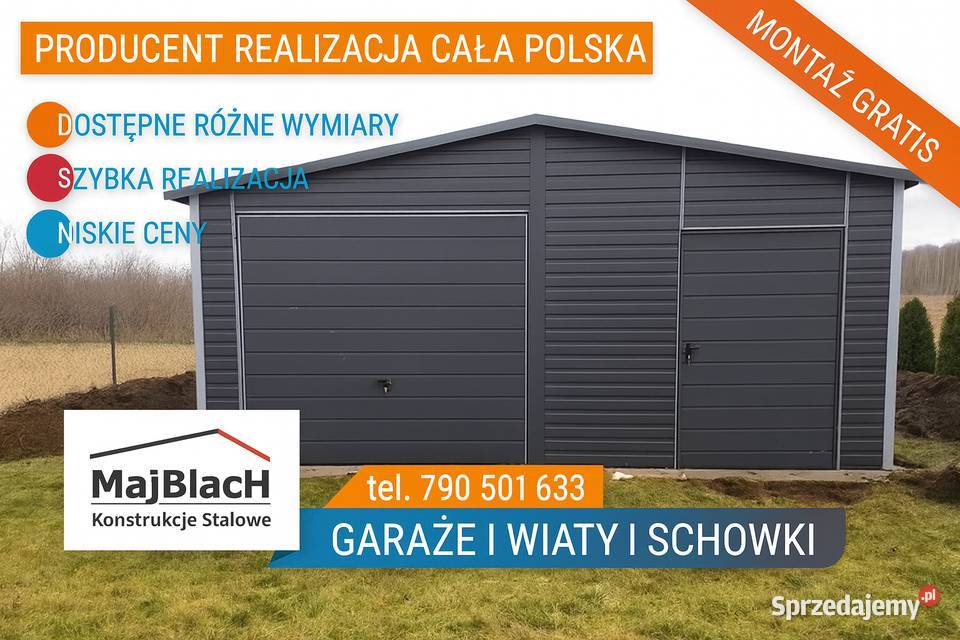 GRAFIT MONTAŻ Garaż Blaszany BramaDrzwi Garaże Kamień Pomorski