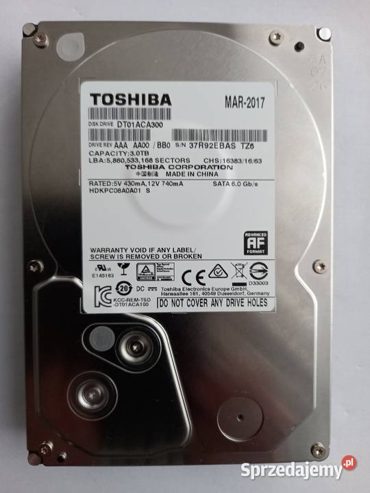 Toshiba 3TB DT01ACA300 SATA 7200RPM Tomaszów Lubelski