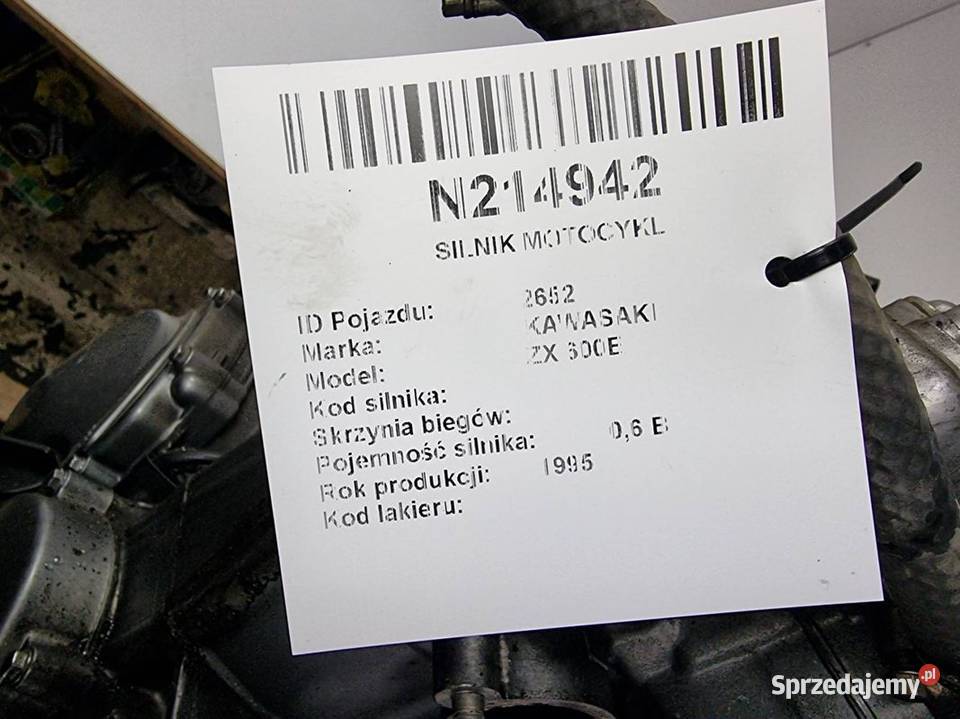 SILNIK MOTOCYKL KAWASAKI ZX 600E ZX600DE Lipno