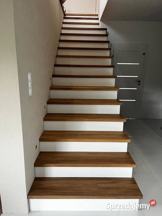 Schody stopnie drewniane dąb parapety blaty Legionowo