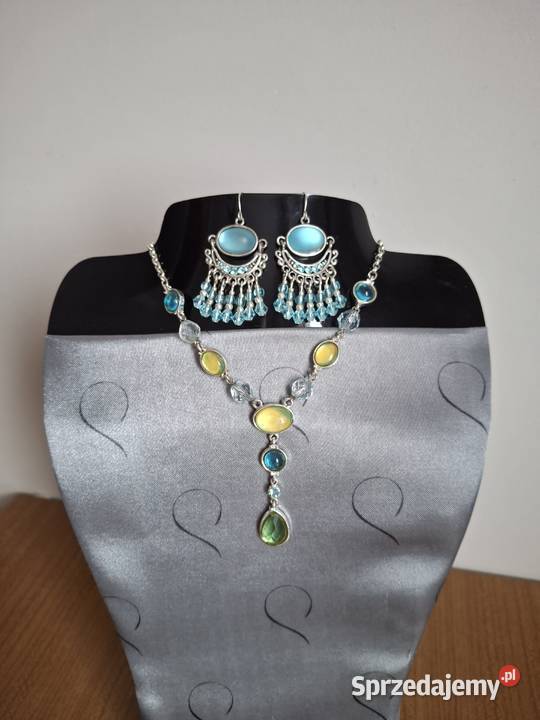 Piękny srebrny naszyjnik i kolczyki w stylu Lublin