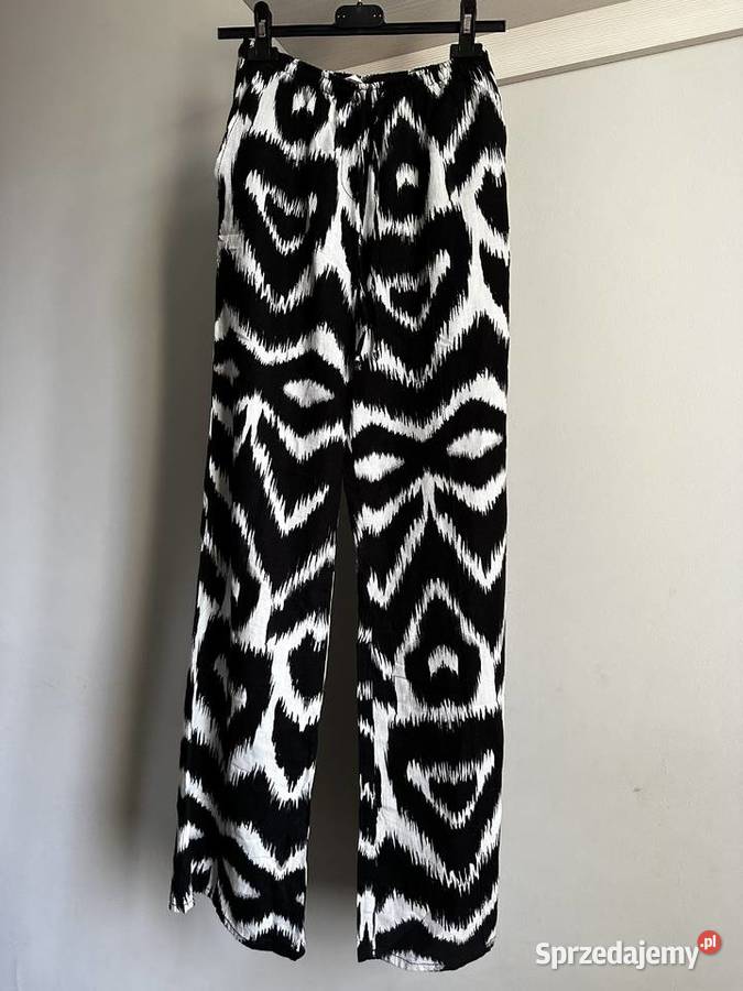 Letnie szerokie damskie spodnie z domieszką lnu pomorskie Gdańsk