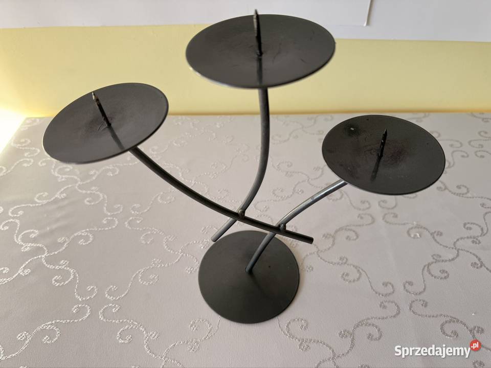 Metalowy świecznik na 3 świece Vintage elegancki