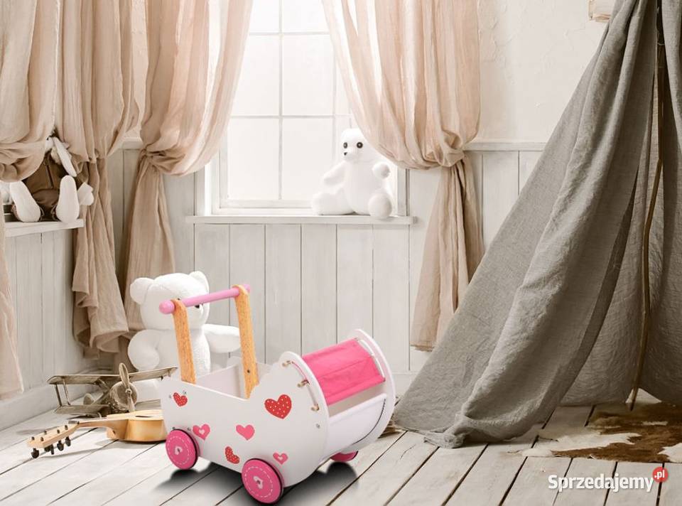 Wózek lalek drewniany z pościelą Ecotoys Bielsk Podlaski
