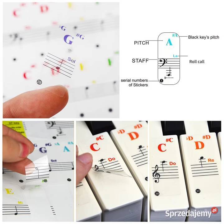 Naklejki na klawisze do nauki grania PIANINO mazowieckie Płock sprzedam