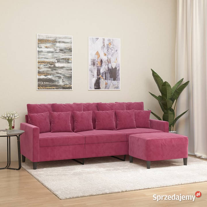 3osobowa sofa z podnóżkiem winna czerwień 180 Sofy i kanapy Warszawa