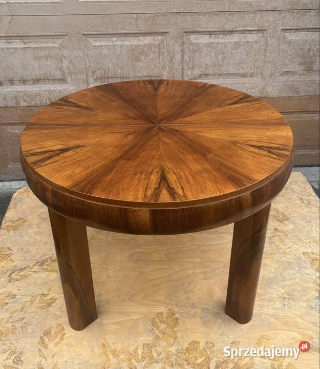 Stół Okrągły Orzech Beczką 112 Rozkładany Antyk Warszawa