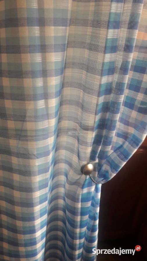 Zasłona kraciasta niebieska szer 93 151 wys odcienie błękitu Wystrój okien Radom
