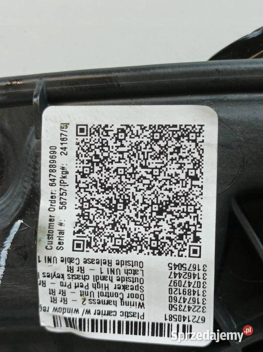 MECHANIZM SZYBY PRAWY TYŁ SEDAN 31674760 Volvo Rok produkcji 2019