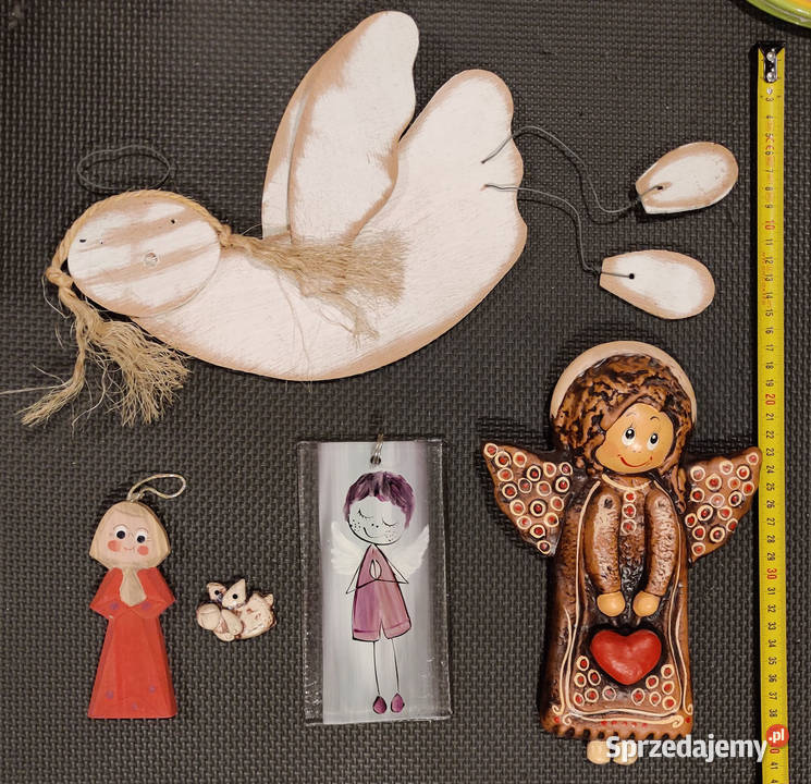 Anioły zestaw ceramika drewno szkło 45 Warszawa