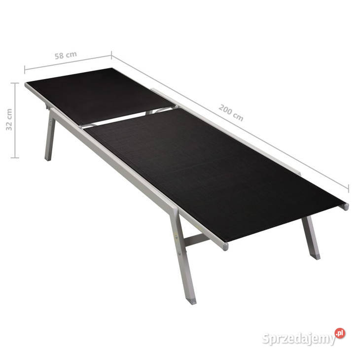 Leżak stal i tworzywo textilene czarny WM48011 Warszawa