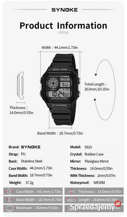 Zegarek męski cyfrowy Synoke elektroniczny Gorzów Wielkopolski