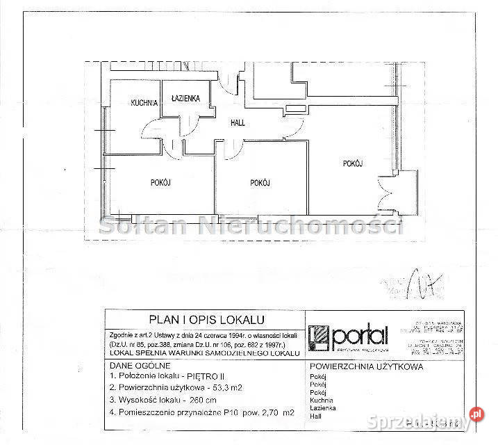 Oferta sprzedaży mieszkania 53.3m2 3 pokoje Warszawa