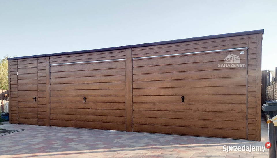 GARAŻ BLASZANY 8m x 6m SPAD TYŁ 2x BRAMA UCHYLNA Łapanów