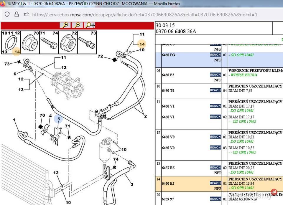 Uszczelka o ring klimatyzacji Citroen Jumpy Lublin