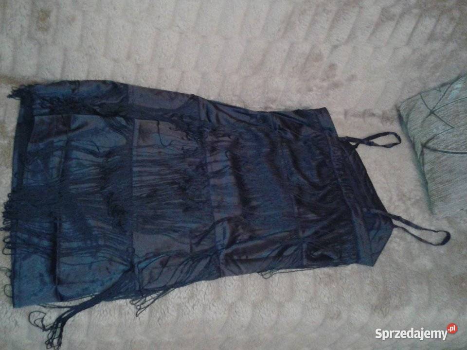 Sukienka frędzle na imprezę wesele mała czarna Rozmiar 42(XL) Lublin
