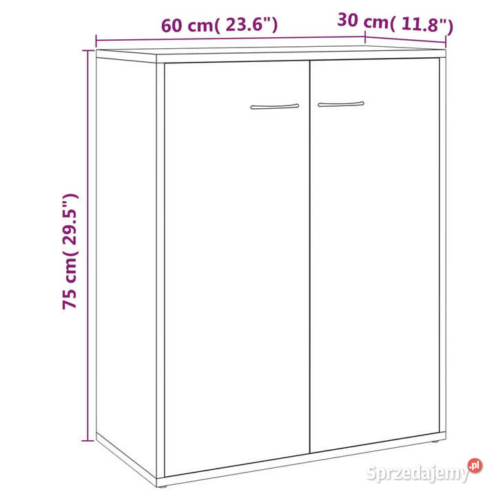 Szafka przydymiony dąb 60x30x75 materiał