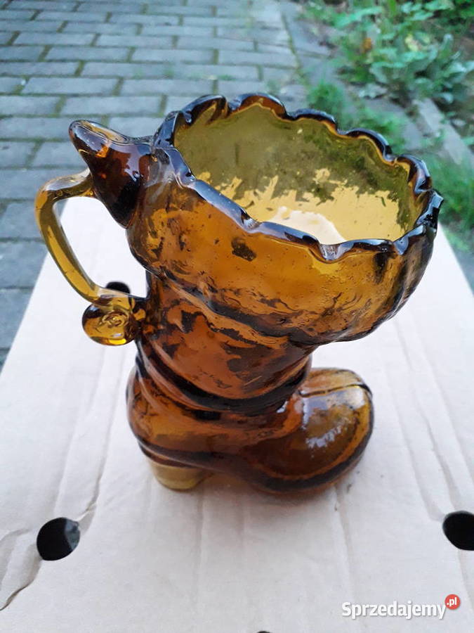 Szklany but wazon kufel prl Warszawa