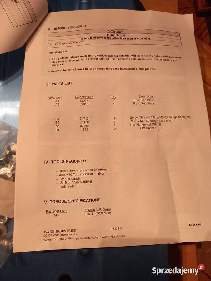 Nowe osłony spodu podłoga Warn polaris sportsman Pozostałe warmińsko-mazurskie Olecko