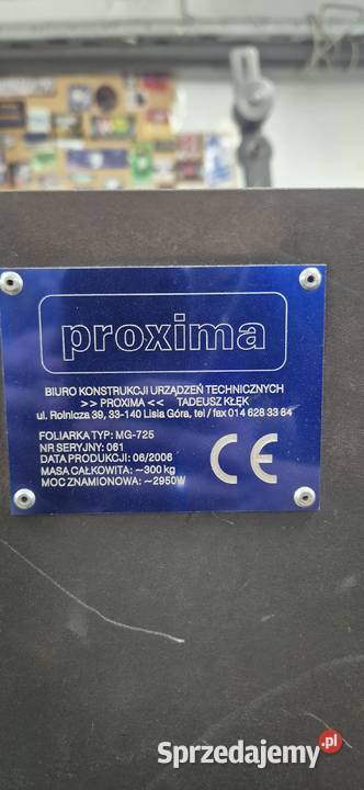 FOLIARKA LAMINATOR PROXIMA 72 B1 Nowy Sącz sprzedam