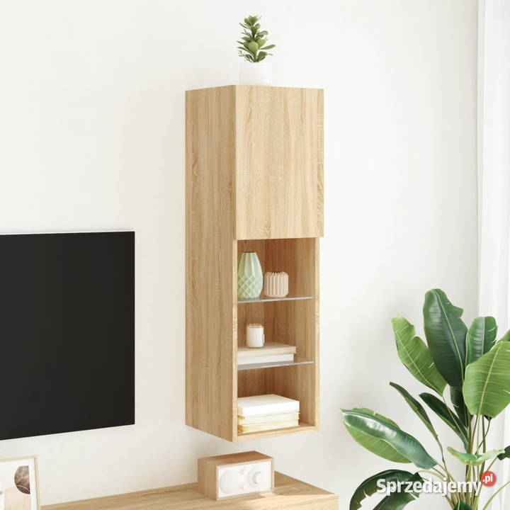 Szafka TV z LED dąb sonoma 305x30x102 WM837019 RTV Warszawa