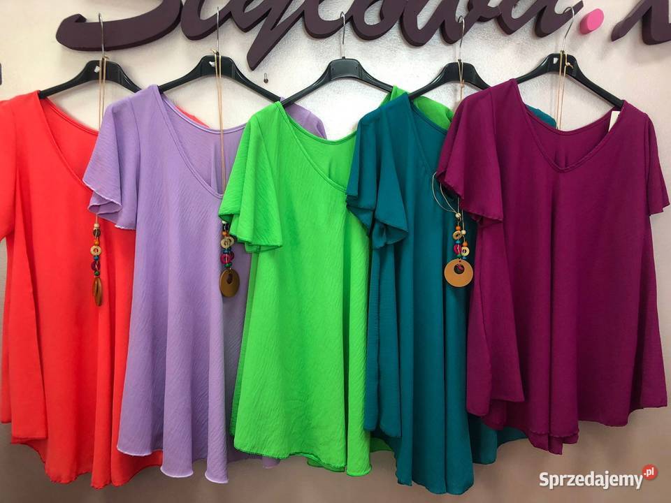 Bluzka Damska Trapezowa oversize UNI 132 biust zielony Wieluń