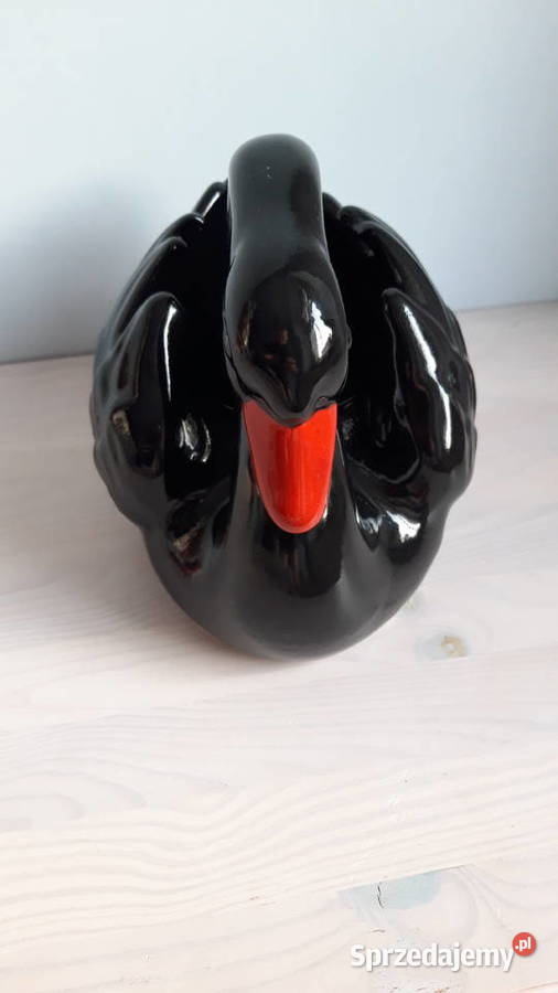 Czarny łabędź ceramiczny Austria Gmundner Głuchołazy