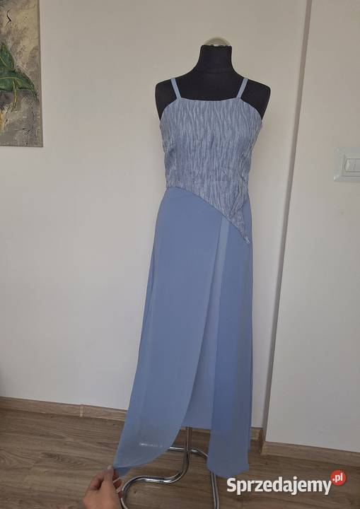 Śliczna elegancka długa wieczorowa suknia lila Kraków