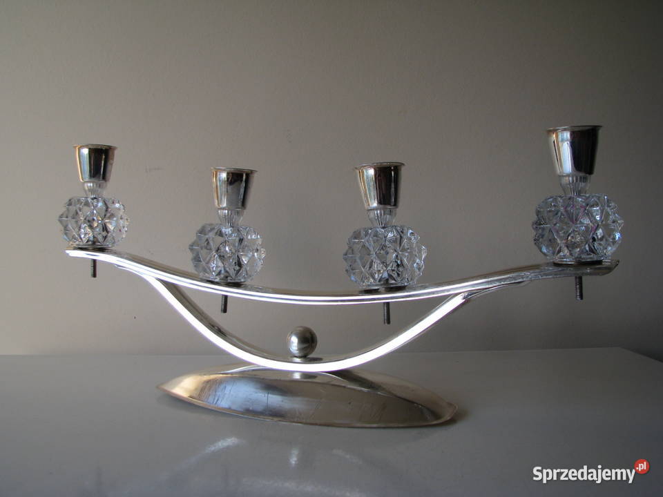 Stary stylowy srebrny świecznik na 4 świece Brzegi