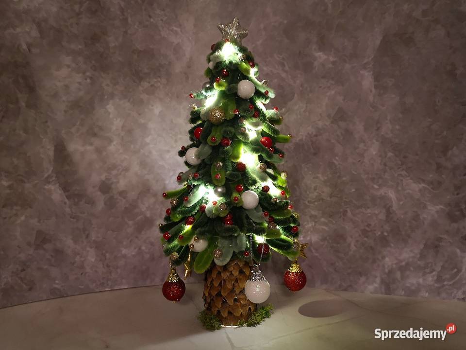 Choinka świąteczna złotoczerwonobiała rękodzieło świętokrzyskie Kielce