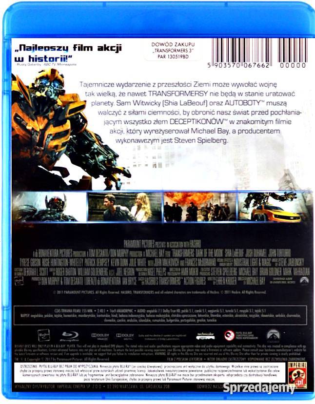 TRANSFORMERS 3 SHIA LaBEOUF BLURAY 1 płyta Kalisz
