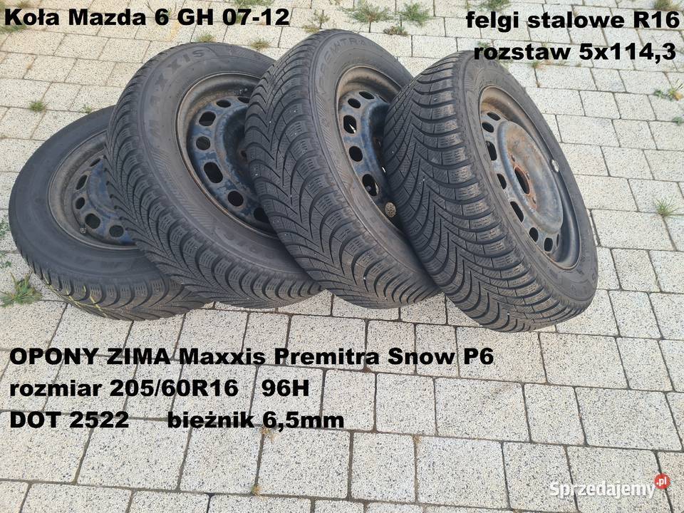 4 felgi stalowe r16 5x1143 Mazda 6 GH opony zima dolnośląskie Legnica sprzedam