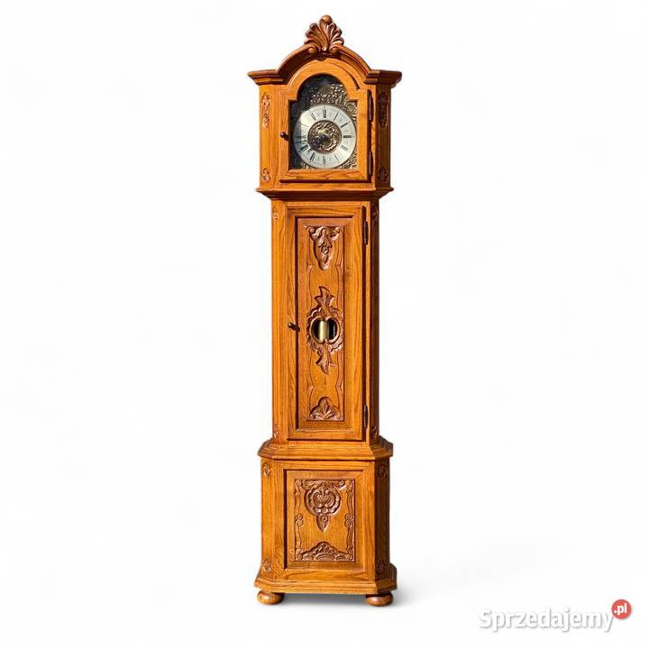 Zegar kwadransowy stojący w rzeźbionej dębowej Gryfice sprzedam
