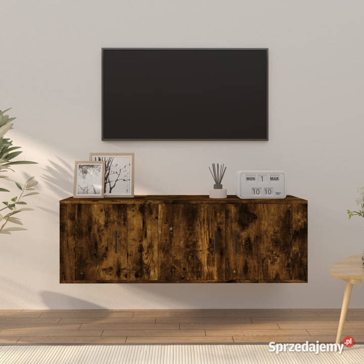 Zestaw 2 szafek TV przydymiony dąb materiał