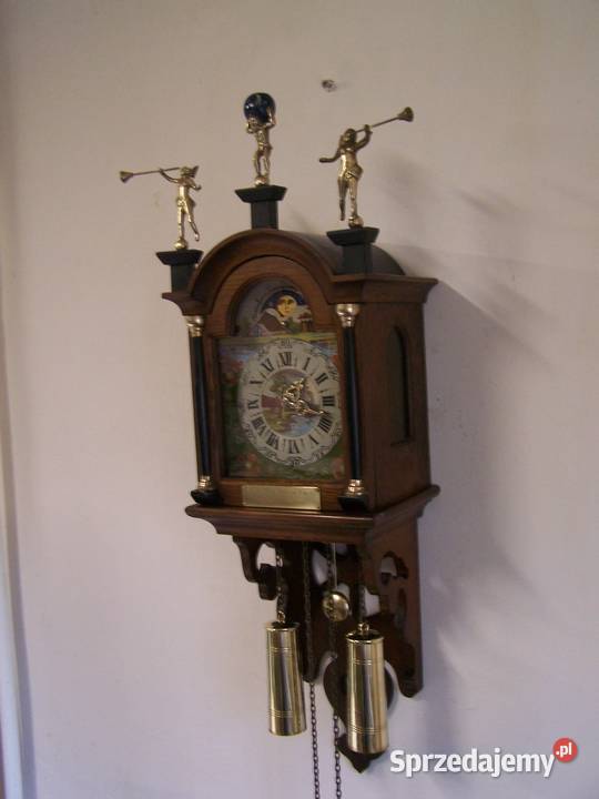 Zegar wiszący Hermle ręcznie malowany z wagami Koszalin