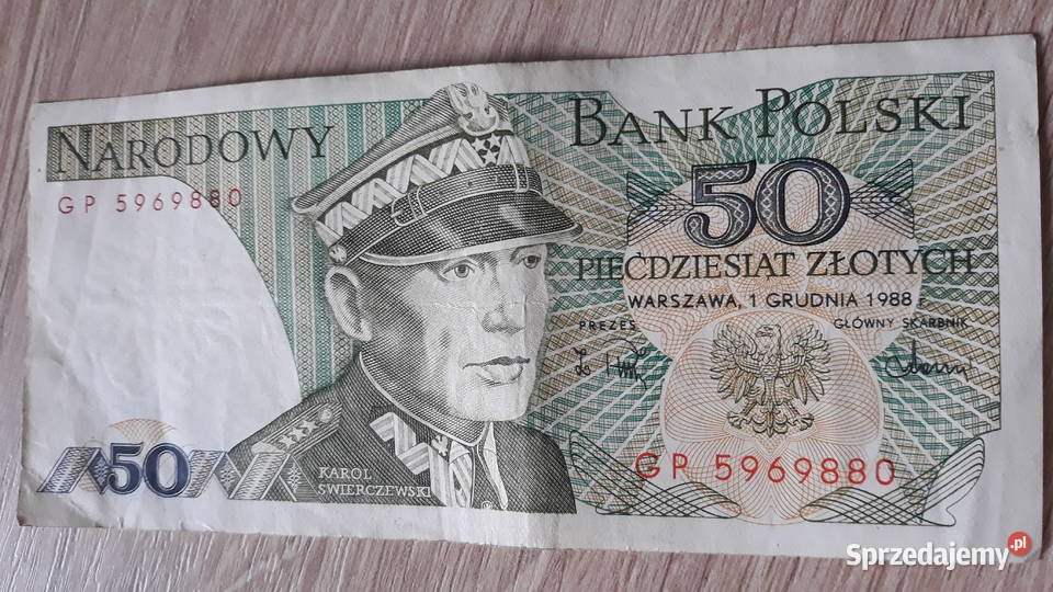 50 złotych 1 XII 1988 r seria GP wielkopolskie Konin