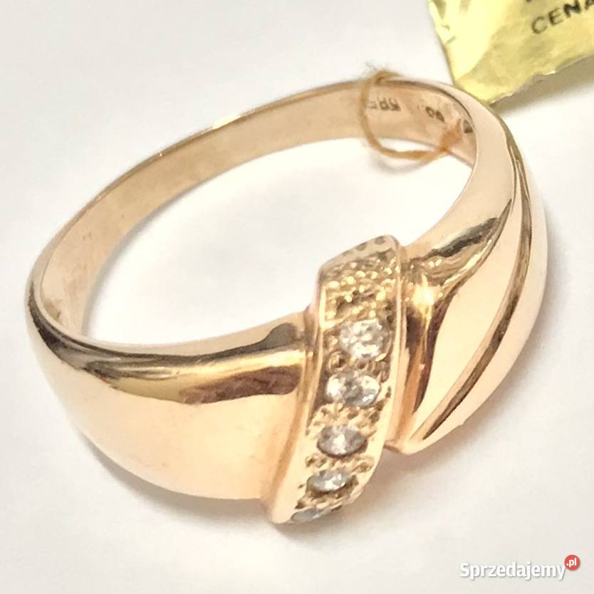 Złoty PIERŚCIONEK 585 14K żółte ZŁOTO kamienie sprzedam