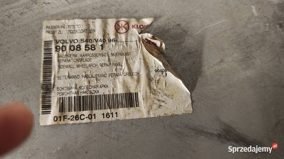 Reperaturka błotnika tylnego Volvo S40 V40 prawa osobowe Zabrze sprzedam