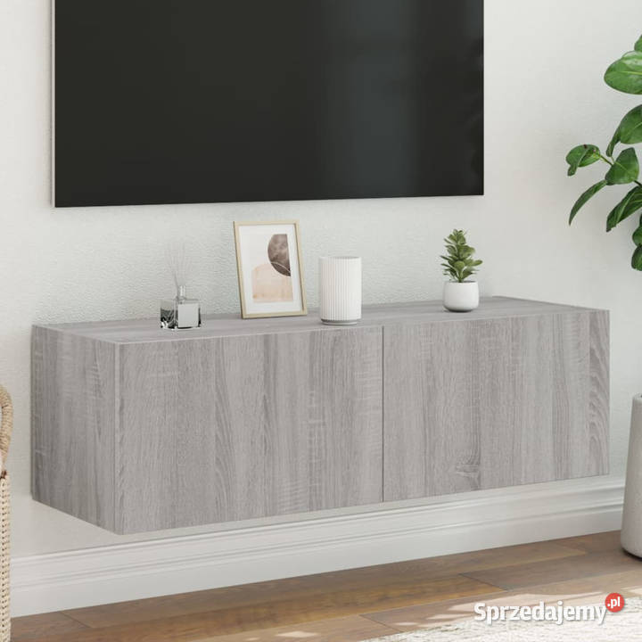 Ścienna szafka TV z LED szary dąb sonoma Warszawa