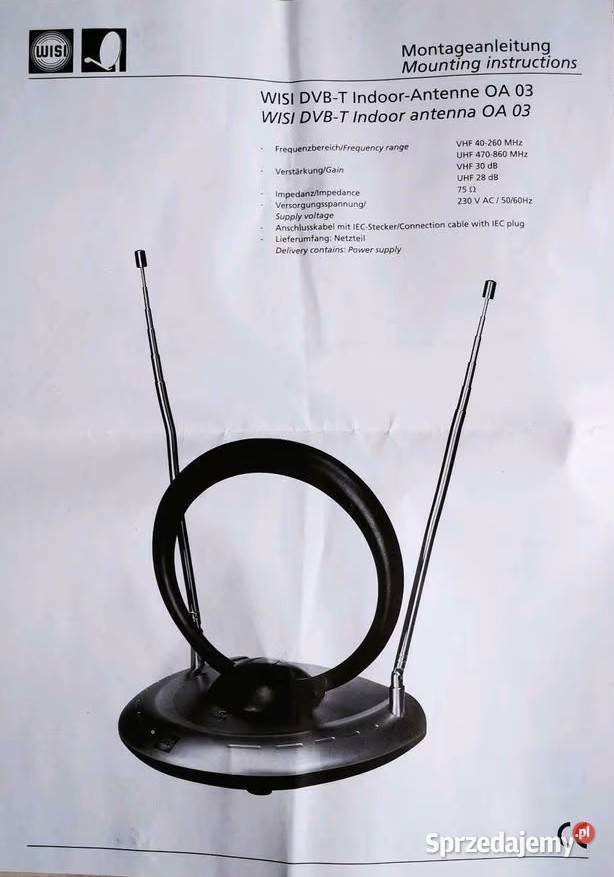ANTENA wewnętrzna DVBT Indoor OA 03 WISI Germany Rewal