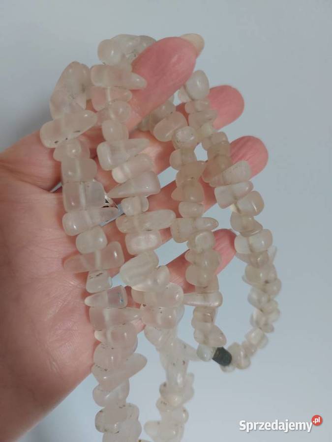korale białe naszyjnik retro vintage wielkopolskie