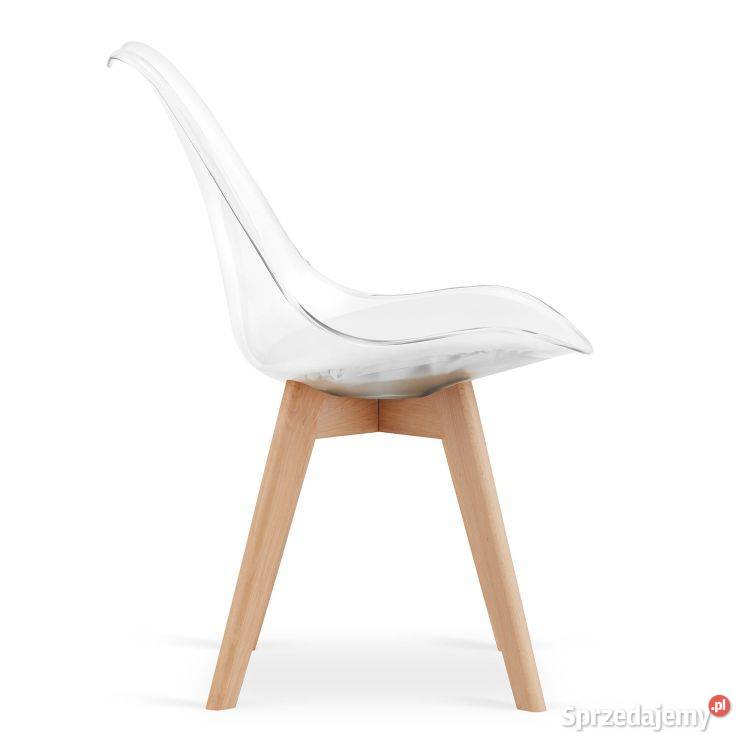 Zestaw czterech krzeseł przezroczyste nogi podlaskie