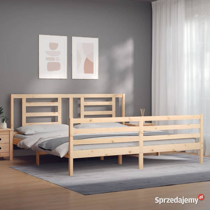 Rama łóżka z wezgłowiem lite drewno 200x200 Warszawa