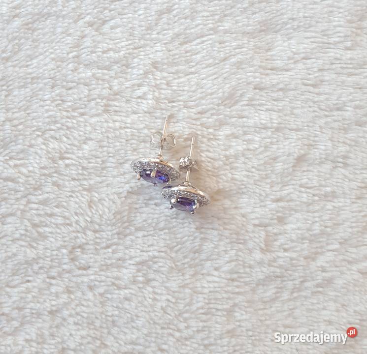 Nowe kolczyki sztyfty srebrny kolor fioletowa Szczecin sprzedam