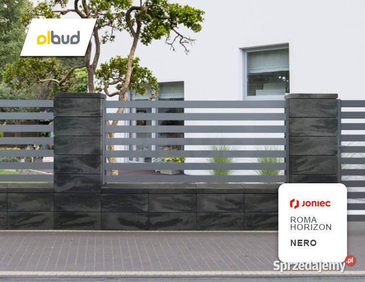Bloczek ogrodzeniowy gładki ROMA HORIZON Nero Hel
