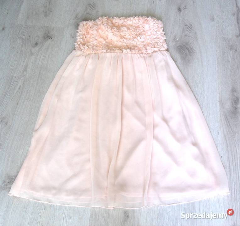 Sukienka jasny pudrowy róż bez ramiączek Bochnia