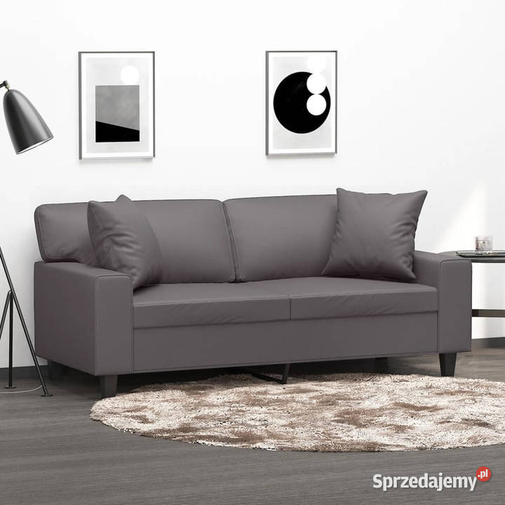 2osobowa sofa z poduszkami szara 140 sztuczna Warszawa sprzedam