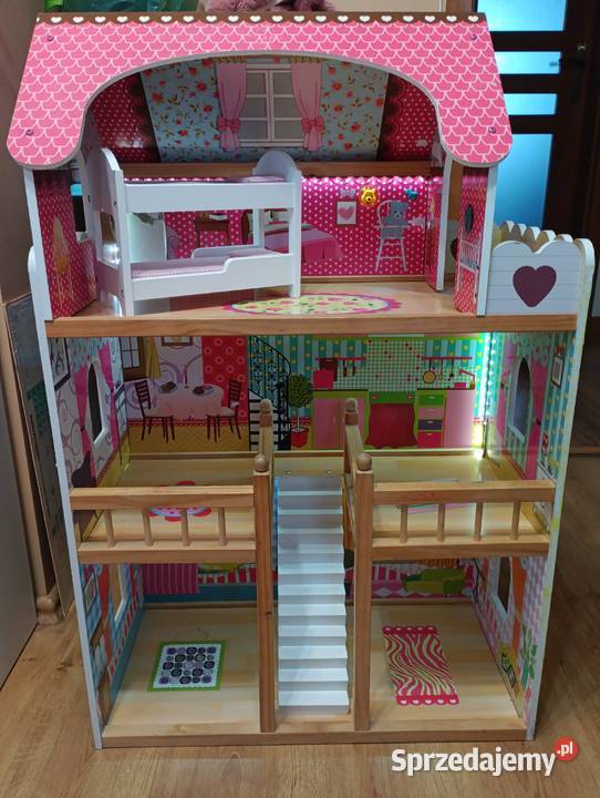 Drewniany domek lalek XXL podświetlany Gościno